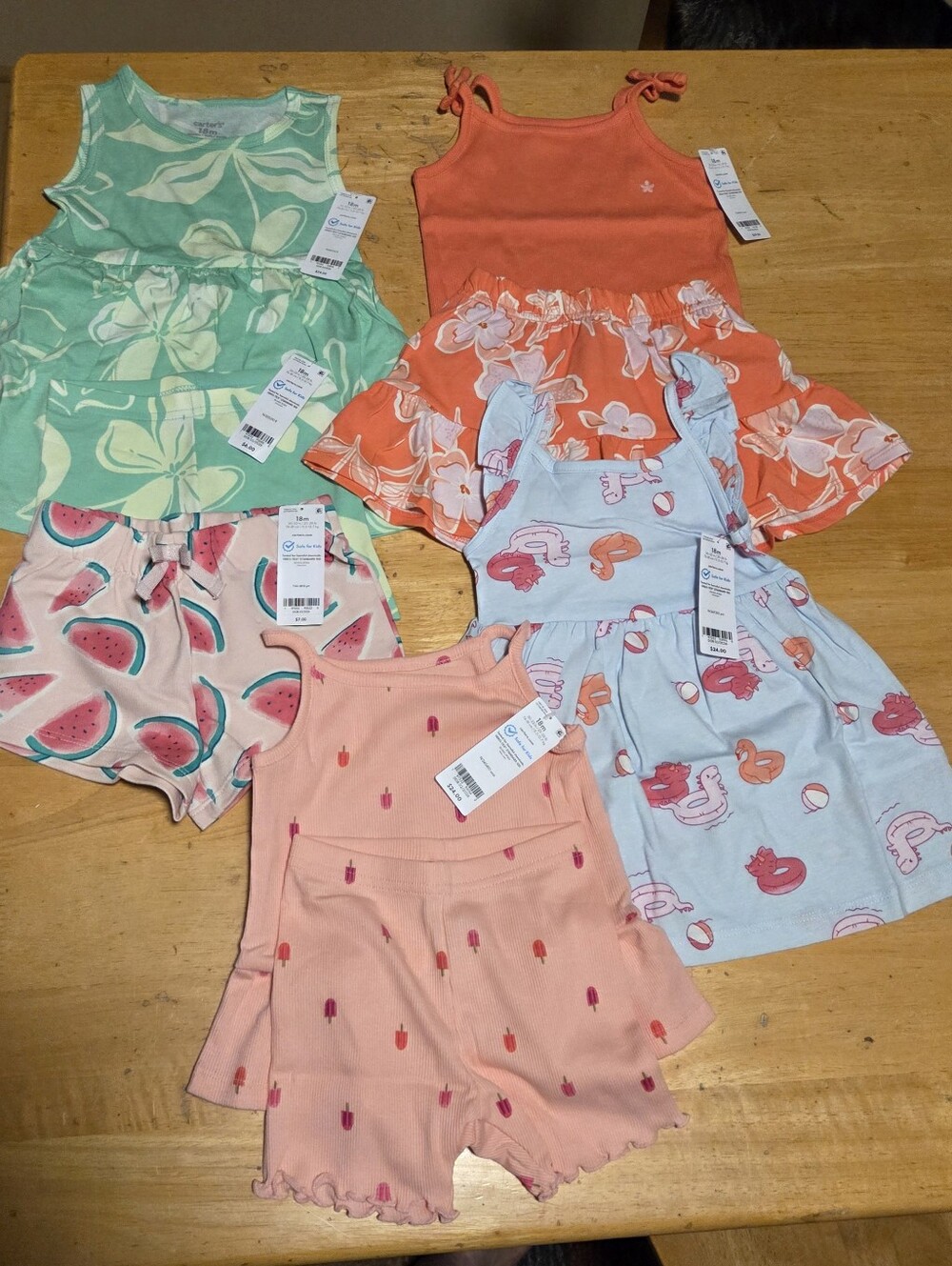 NWT Carter's Girl Lot - size 18 months - dress, shorts, 2 piece outfits